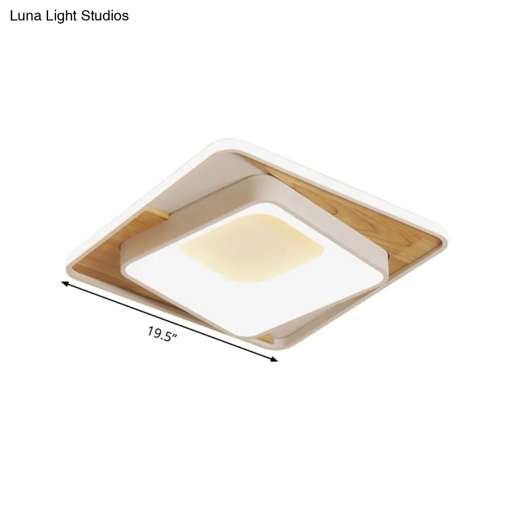 DecorBites™ DecorBites™ White Acrylic Square Flush Mount LED Ceiling Lamp - Simple Style, 16"/19.5" Wide