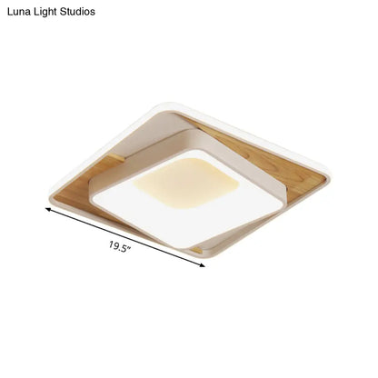 DecorBites™ DecorBites™ White Acrylic Square Flush Mount LED Ceiling Lamp - Simple Style, 16"/19.5" Wide