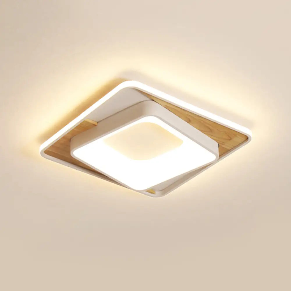 DecorBites™ DecorBites™ White Acrylic Square Flush Mount LED Ceiling Lamp - Simple Style, 16"/19.5" Wide