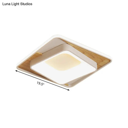 DecorBites™ DecorBites™ White Acrylic Square Flush Mount LED Ceiling Lamp - Simple Style, 16"/19.5" Wide