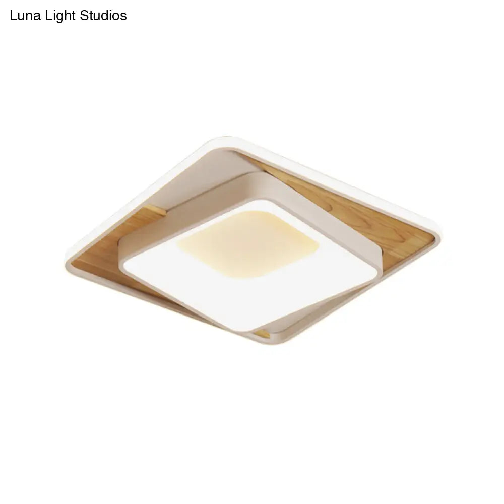 DecorBites™ DecorBites™ White Acrylic Square Flush Mount LED Ceiling Lamp - Simple Style, 16"/19.5" Wide