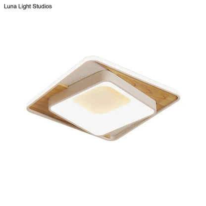 DecorBites™ DecorBites™ White Acrylic Square Flush Mount LED Ceiling Lamp - Simple Style, 16"/19.5" Wide