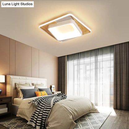 DecorBites™ DecorBites™ White Acrylic Square Flush Mount LED Ceiling Lamp - Simple Style, 16"/19.5" Wide