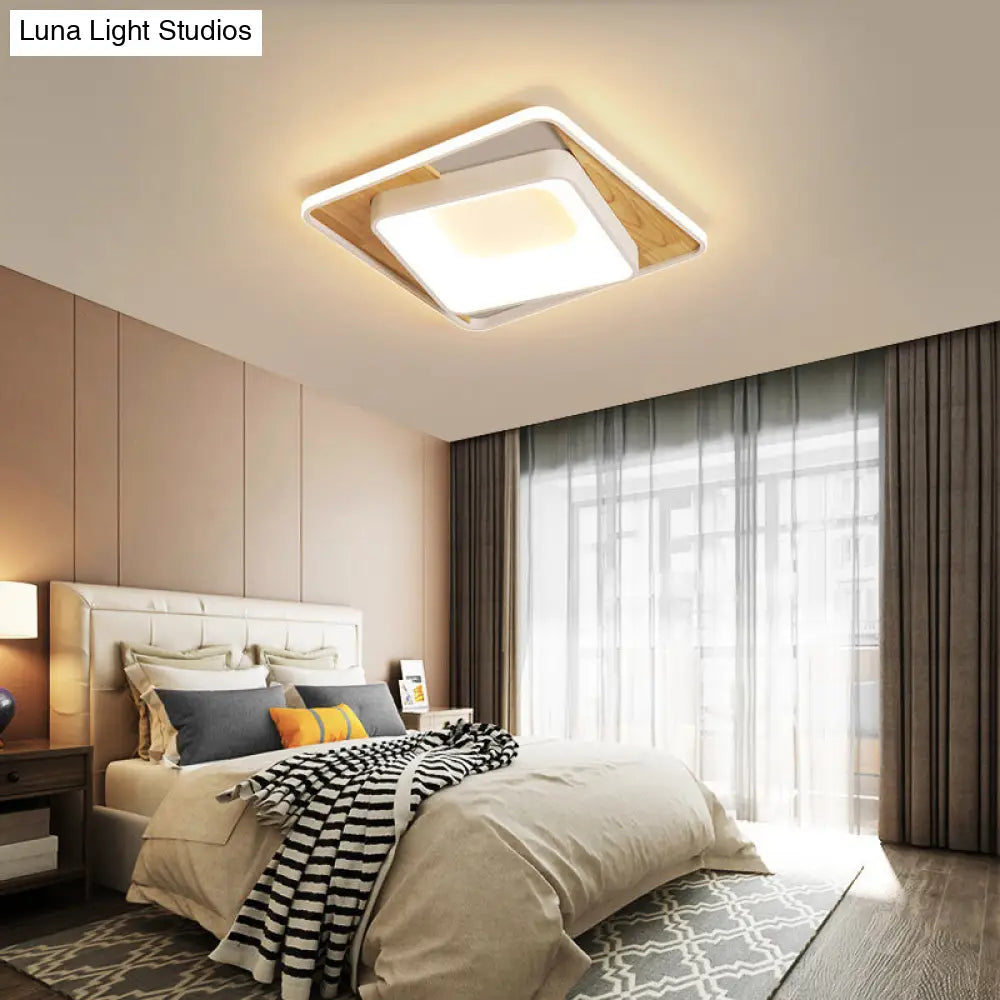 DecorBites™ DecorBites™ White Acrylic Square Flush Mount LED Ceiling Lamp - Simple Style, 16"/19.5" Wide