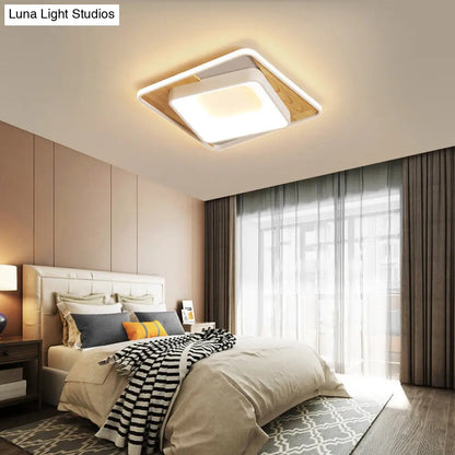 DecorBites™ DecorBites™ White Acrylic Square Flush Mount LED Ceiling Lamp - Simple Style, 16"/19.5" Wide