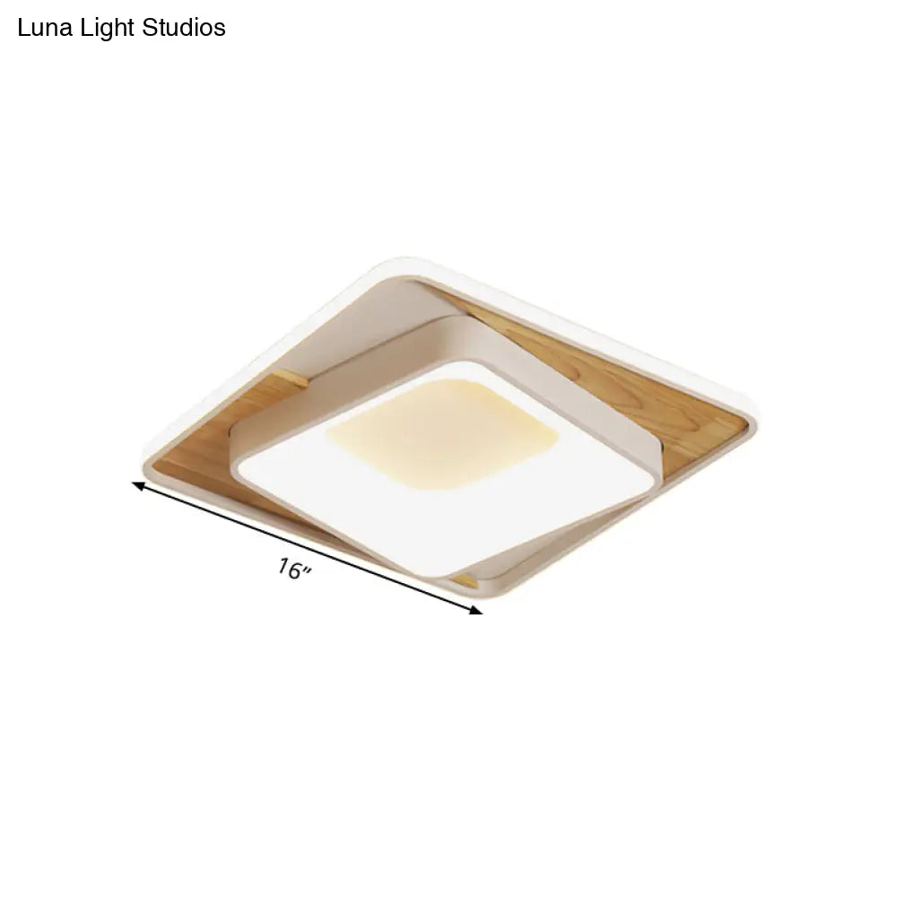 DecorBites™ DecorBites™ White Acrylic Square Flush Mount LED Ceiling Lamp - Simple Style, 16"/19.5" Wide