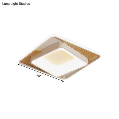 DecorBites™ DecorBites™ White Acrylic Square Flush Mount LED Ceiling Lamp - Simple Style, 16"/19.5" Wide