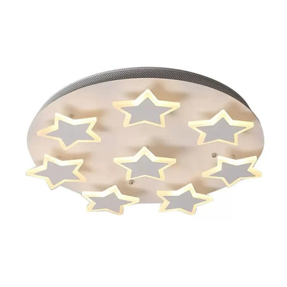 DecorBites™ DecorBites™ White Acrylic Starry Flush Ceiling Light for Girls Bedroom - Romantic Mount Fixture