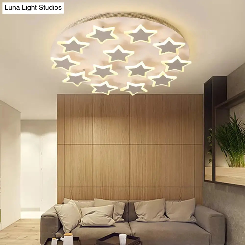 DecorBites™ DecorBites™ White Acrylic Starry Flush Ceiling Light for Girls Bedroom - Romantic Mount Fixture