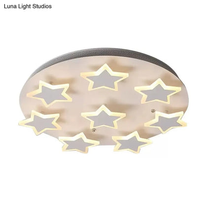 DecorBites™ DecorBites™ White Acrylic Starry Flush Ceiling Light for Girls Bedroom - Romantic Mount Fixture