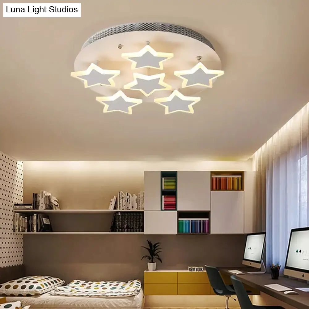 DecorBites™ DecorBites™ White Acrylic Starry Flush Ceiling Light for Girls Bedroom - Romantic Mount Fixture