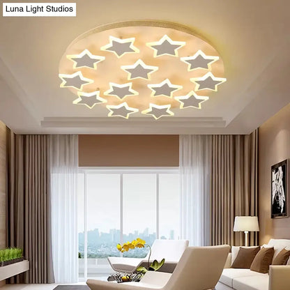 DecorBites™ DecorBites™ White Acrylic Starry Flush Ceiling Light for Girls Bedroom - Romantic Mount Fixture