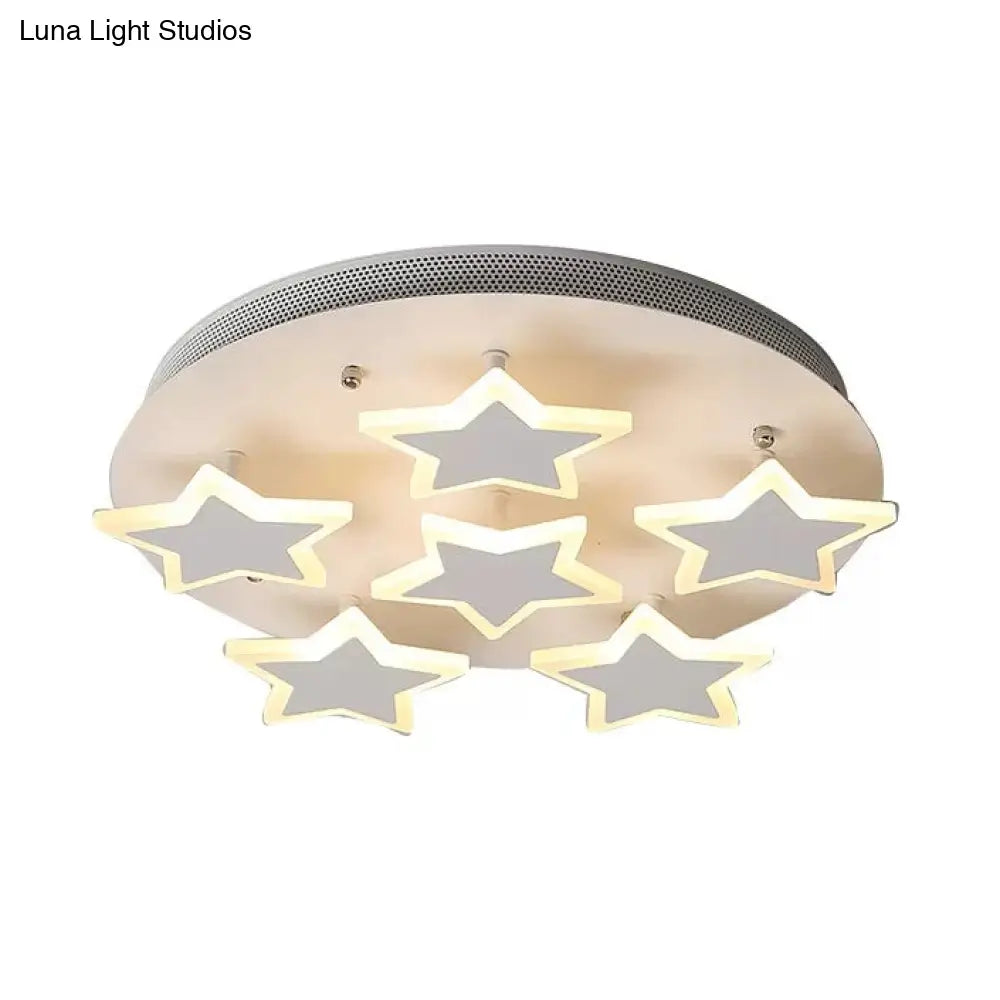 DecorBites™ DecorBites™ White Acrylic Starry Flush Ceiling Light for Girls Bedroom - Romantic Mount Fixture