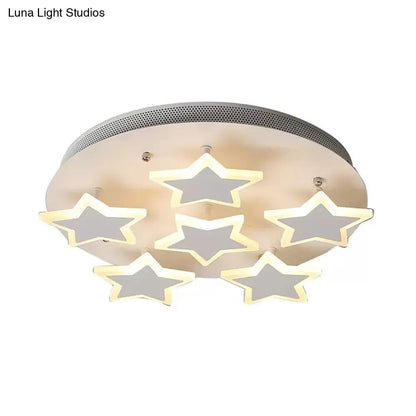 DecorBites™ DecorBites™ White Acrylic Starry Flush Ceiling Light for Girls Bedroom - Romantic Mount Fixture