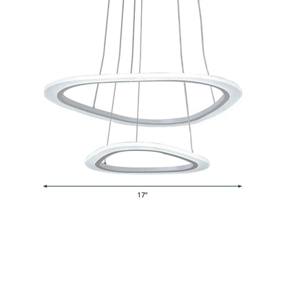 White Acrylic Triangular LED Ceiling Chandelier: Minimalist Hanging Lamp for Dining Room