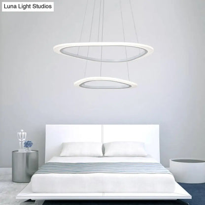 White Acrylic Triangular LED Ceiling Chandelier: Minimalist Hanging Lamp for Dining Room