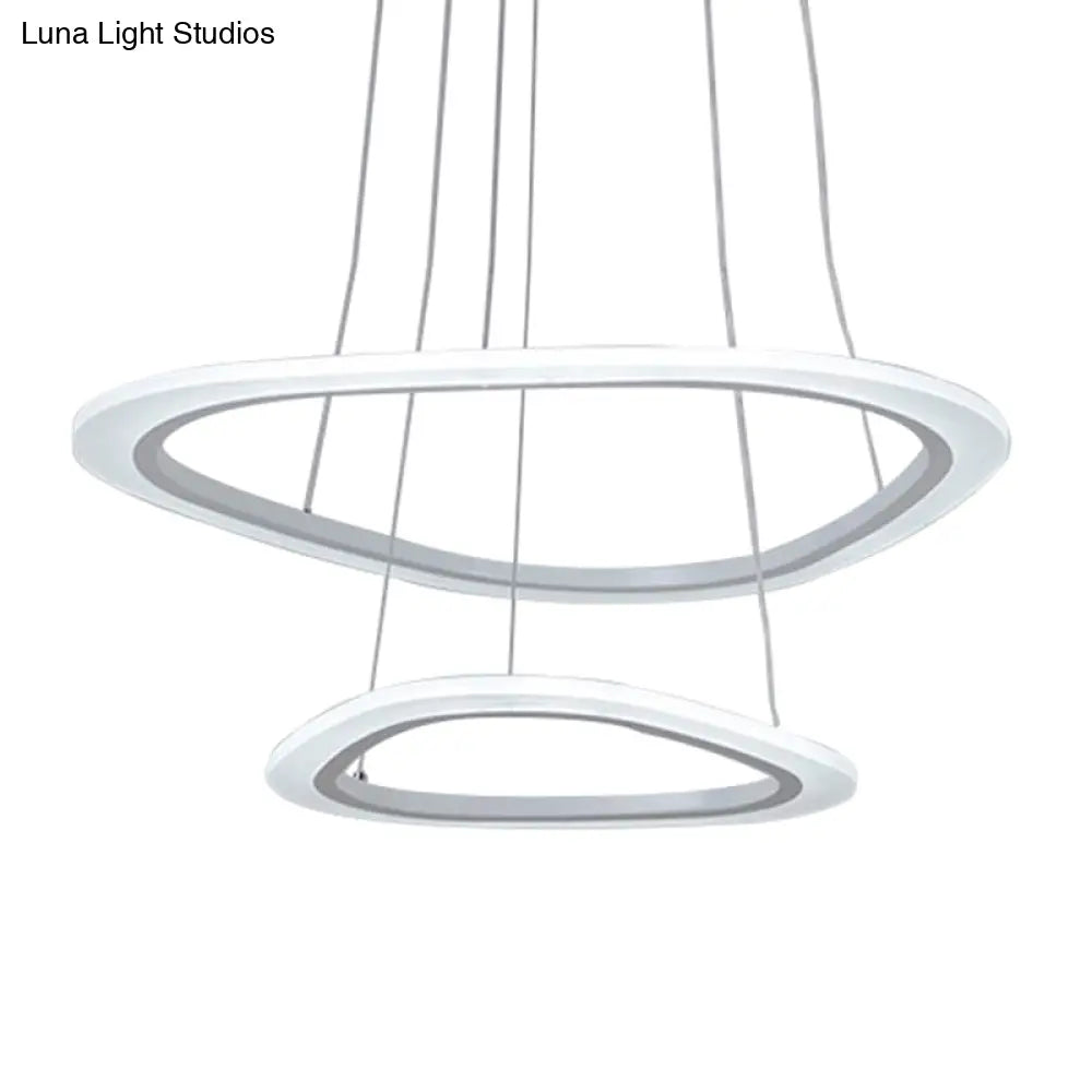 White Acrylic Triangular LED Ceiling Chandelier: Minimalist Hanging Lamp for Dining Room