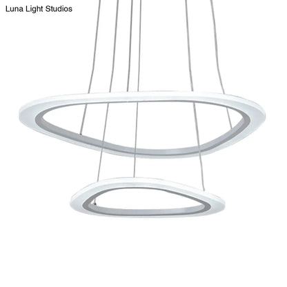 White Acrylic Triangular LED Ceiling Chandelier: Minimalist Hanging Lamp for Dining Room