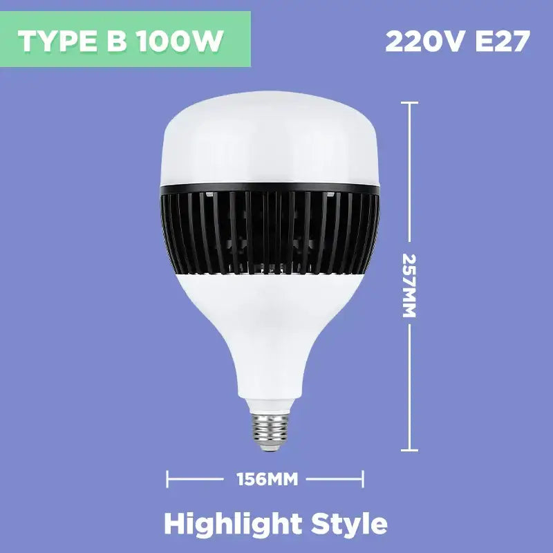 White and black decorbites 100w e27 led bulb with ribbed heat sink design for kitchen high power lighting