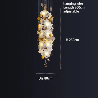 Elegant white and gold decorbites crystal flower chandelier with adjustable wire for living room lighting