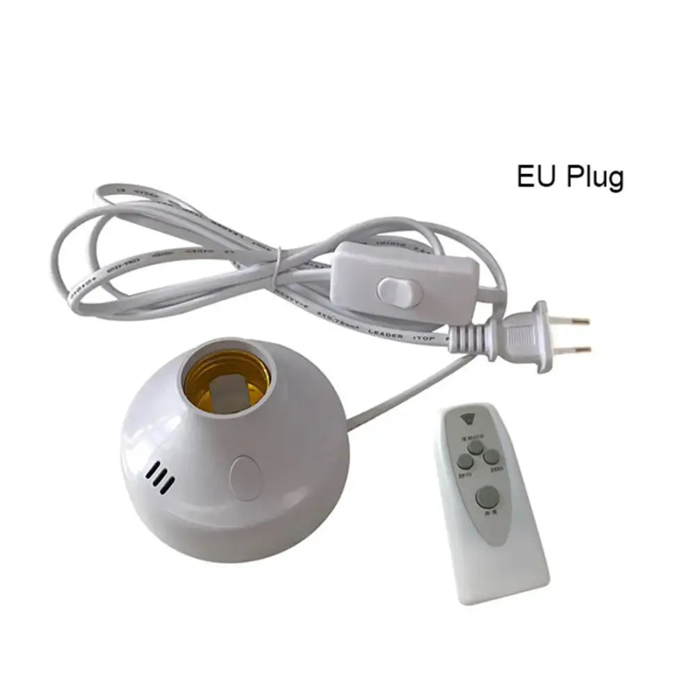 White spherical ceiling light fixture with gold e27 led lamp base and integrated remote for bedroom timer socket