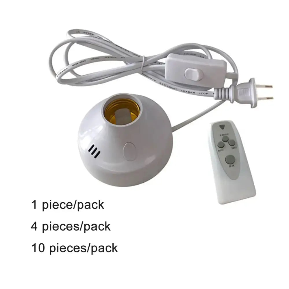 White and gold e27 led lamp base with spherical design and integrated remote control for bedroom timer socket use
