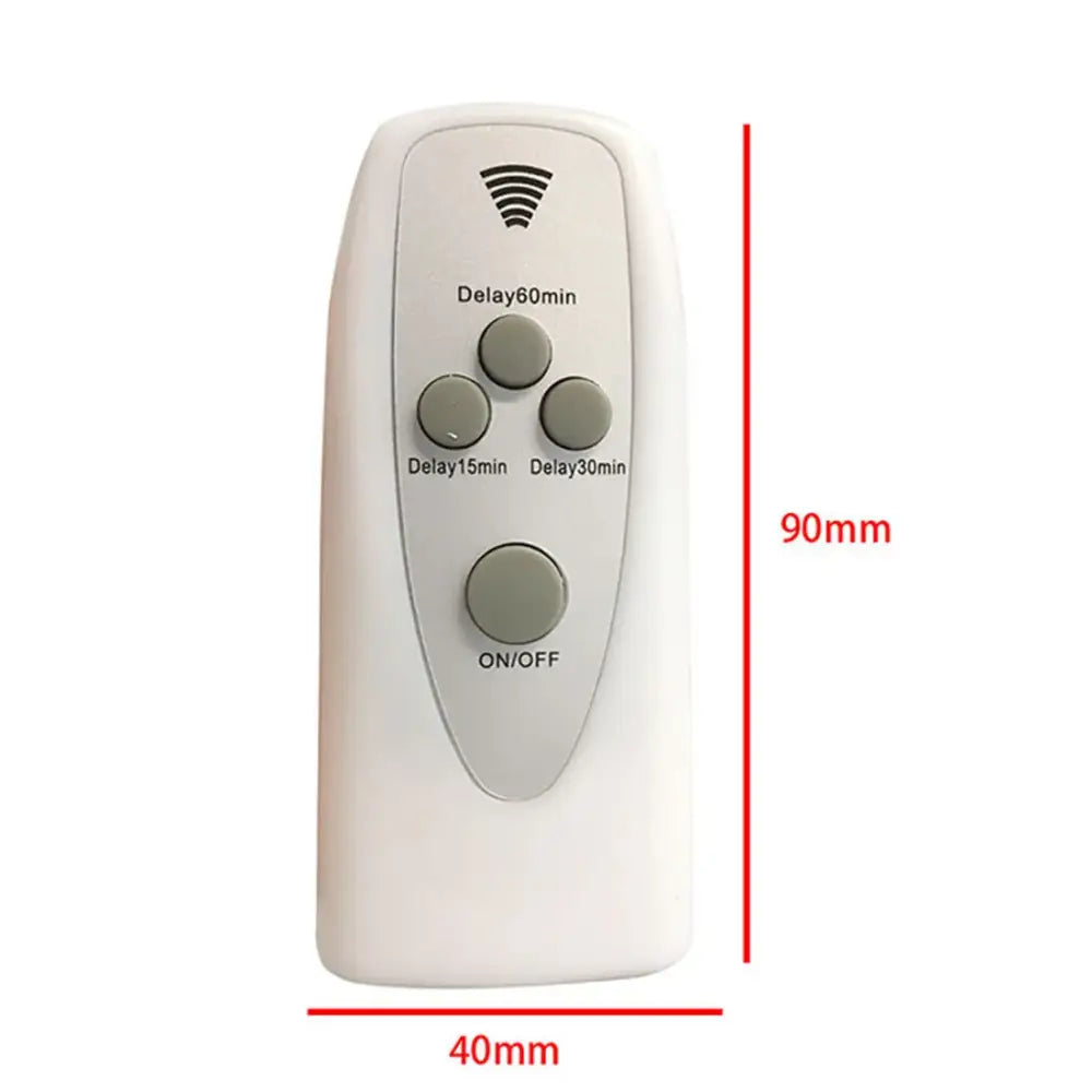 White plastic remote control with four gray delay buttons for white and gold e27 led lamp base bedroom timer socket
