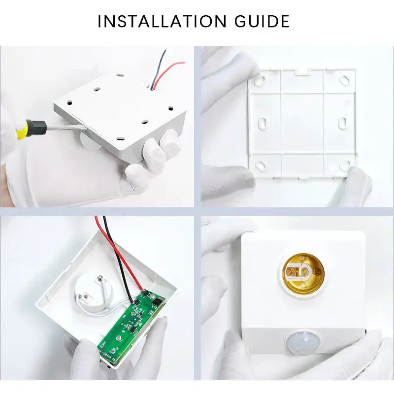 White and gold infrared motion sensor lamp holder with decorbites infrared motion sensor for bedroom lighting use