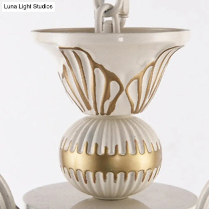 White and Gold Stained Glass Tiffany Pendant Chandelier - Dome Design with 3/5/9 Lights - Ceiling Lighting