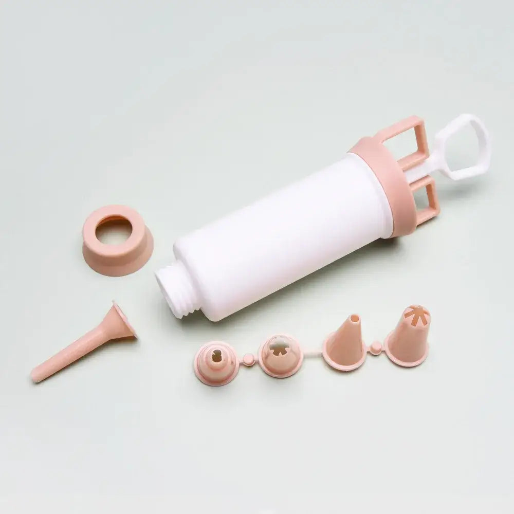 White and gray silicone cake cream decorating gun with interchangeable nozzles for decorbites cake cream use