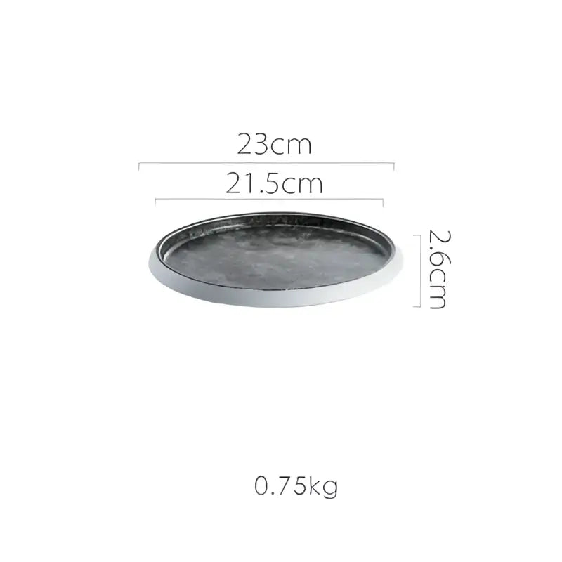 Black matte ceramic plate with raised rim 23cm diameter 2.6cm thick from decorbites ice cracked glaze dinnerware set