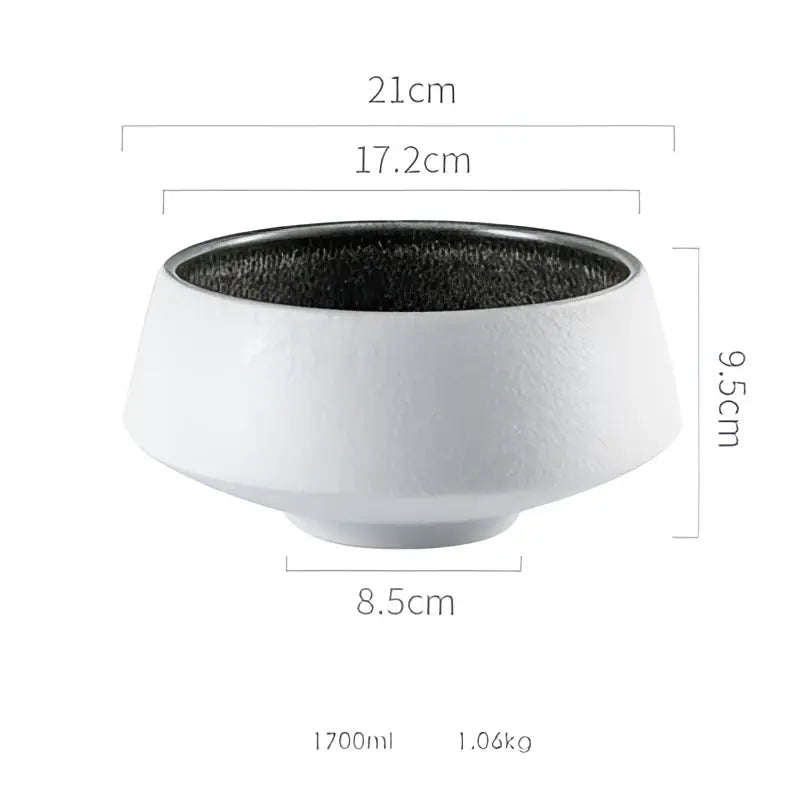 White ceramic bowl with black interior featuring ice cracked glaze texture in decorbites ice cracked dinnerware set