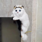 A plush white and tan hanging cat plush doll with blue eyes for decorbites hanging cat living room decor