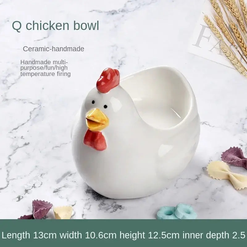 White ceramic chicken shaped bowl with red comb yellow beak ideal as a decorbites duck ceramic dessert bowl