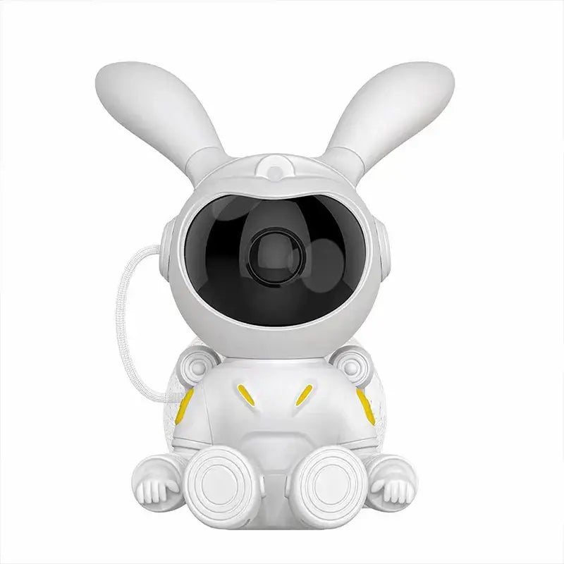 White and yellow galaxy bunny astronaut night light security camera shaped like a bunny with circular lens decorbites galaxy bunny