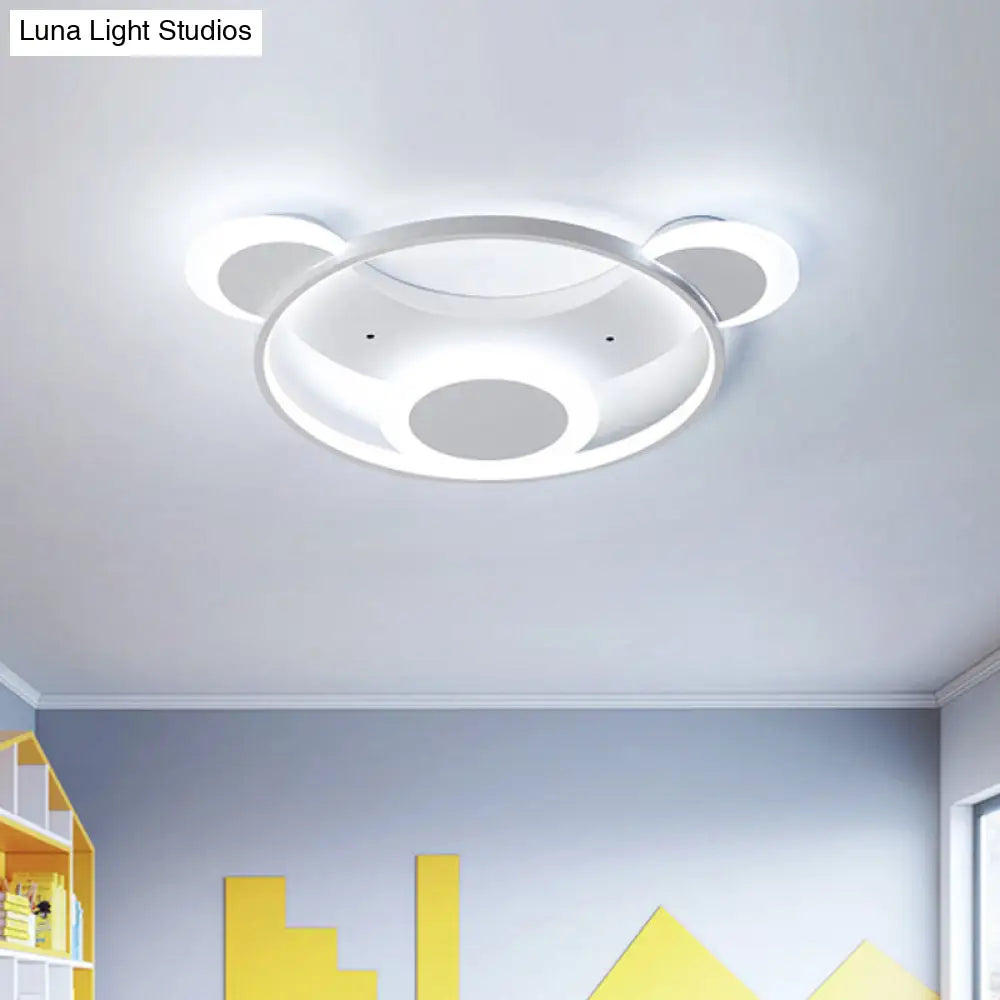 DecorBites™ DecorBites™ White Bear Face Kindergarten Ceiling Light - Acrylic Animal Lamp
