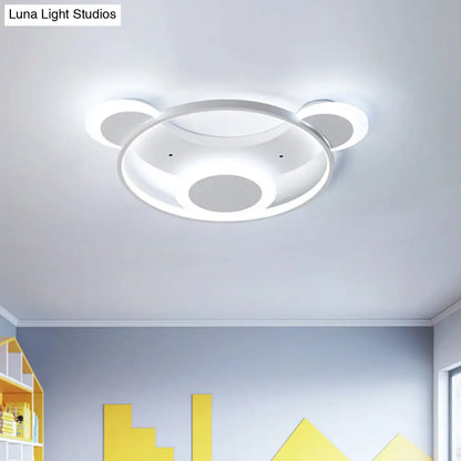 DecorBites™ DecorBites™ White Bear Face Kindergarten Ceiling Light - Acrylic Animal Lamp