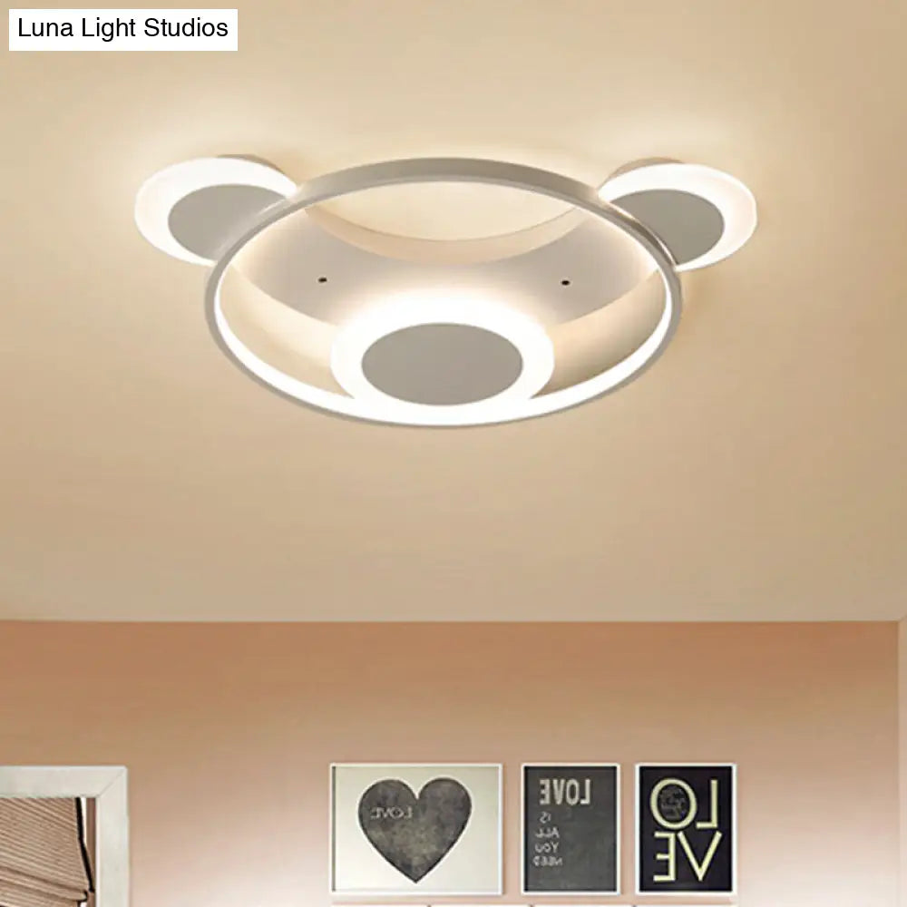 DecorBites™ DecorBites™ White Bear Face Kindergarten Ceiling Light - Acrylic Animal Lamp