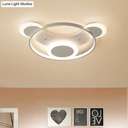 DecorBites™ DecorBites™ White Bear Face Kindergarten Ceiling Light - Acrylic Animal Lamp
