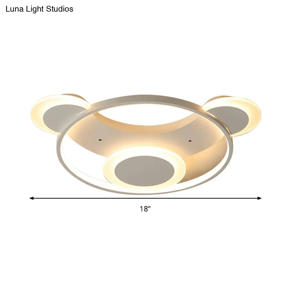 DecorBites™ DecorBites™ White Bear Face Kindergarten Ceiling Light - Acrylic Animal Lamp