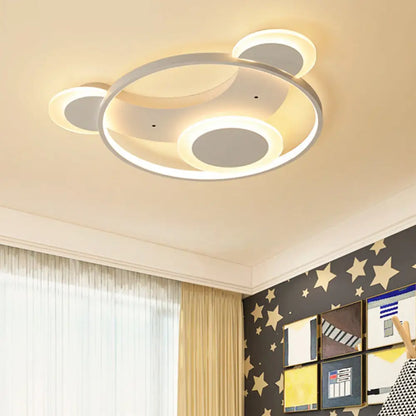 DecorBites™ DecorBites™ White Bear Face Kindergarten Ceiling Light - Acrylic Animal Lamp