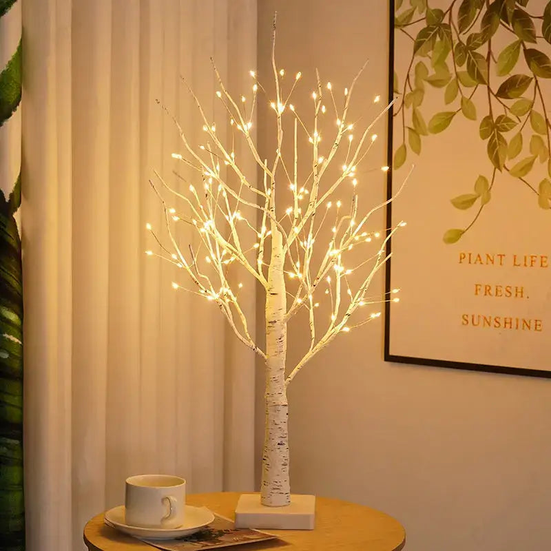 White birch tree led night light with warm glowing lights for bedroom decorbites birch tree decor