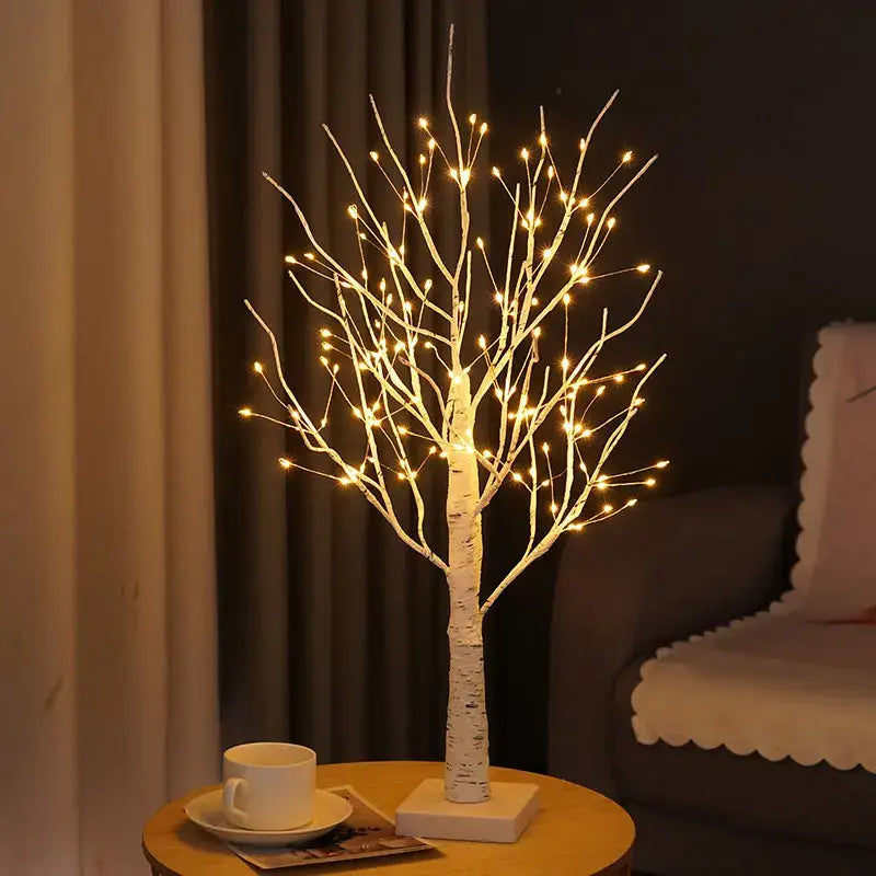 White birch tree led night light with warm glowing lights for bedroom decorbites birch tree decor