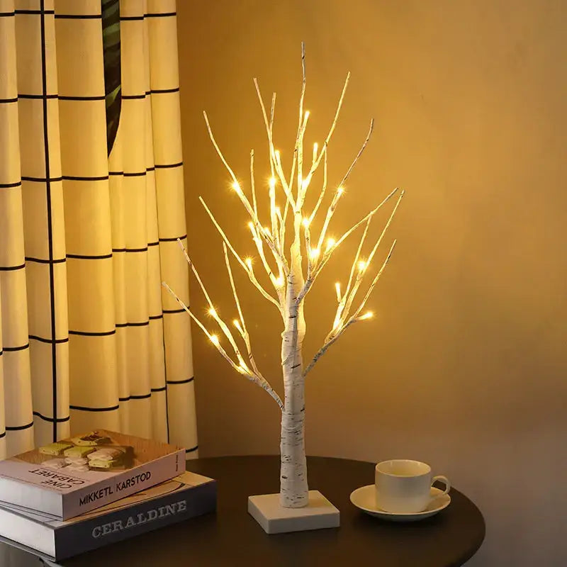 White birch tree led night light with warm glowing lights for bedroom decorbites birch tree ambient decor
