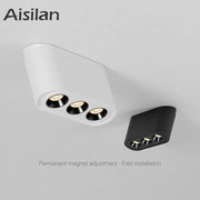 White and black aisilan magnetic adjustable recessed ceiling spotlight with three 12w cob chip led bulbs for living room decorbites 12w cob