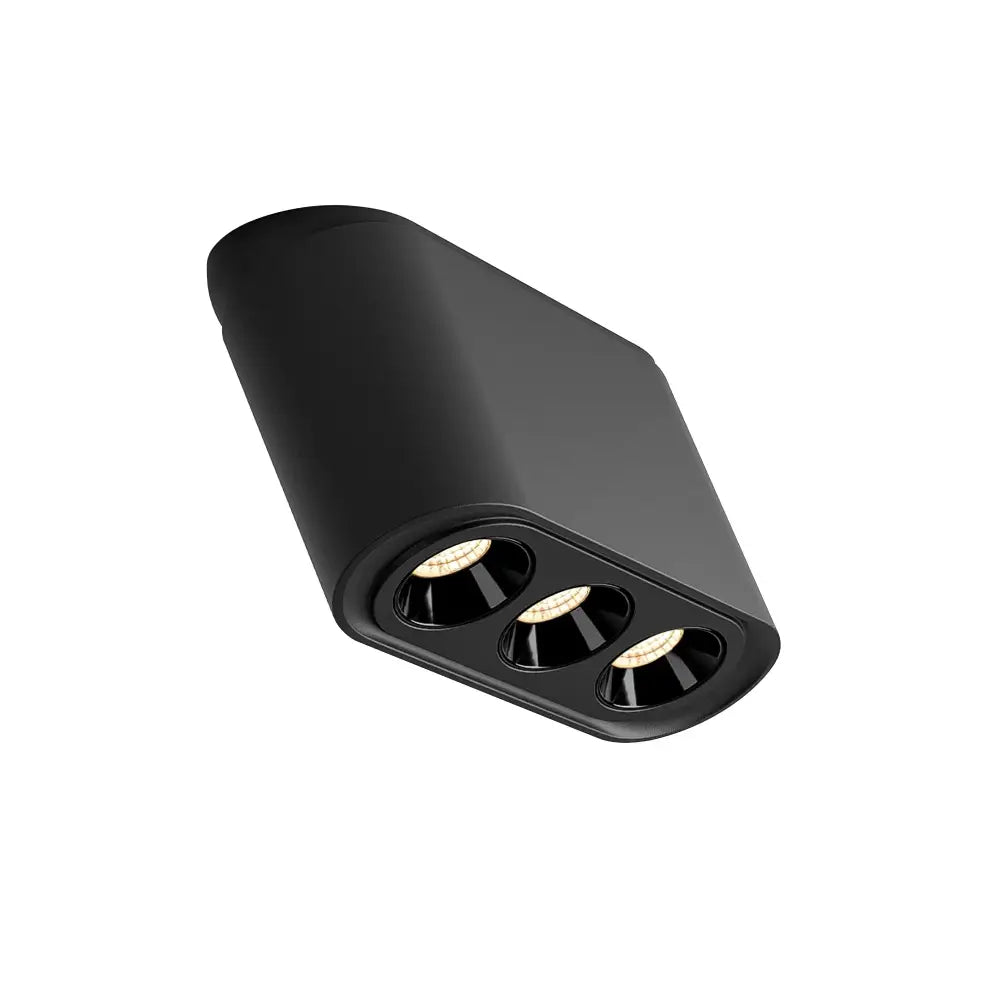 Black matte finished recessed ceiling spotlight with three integrated led bulbs decorbites 12w cob chip for living rooms
