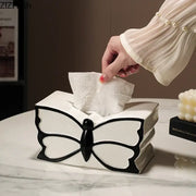 White ceramic tissue box with black butterfly ceramic design for bedroom decorbites butterfly ceramic tissue use