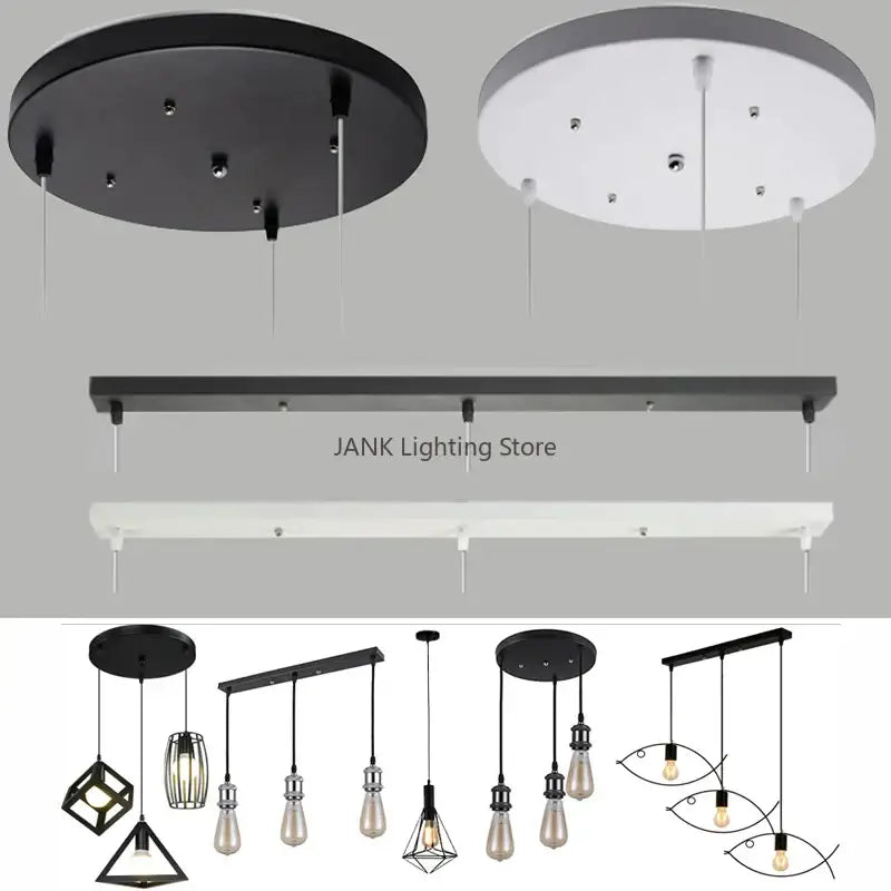 Modern black and white pendant light with geometric cage and fish-shaped design ceiling mount canopy for dining room decorbites ceiling mount