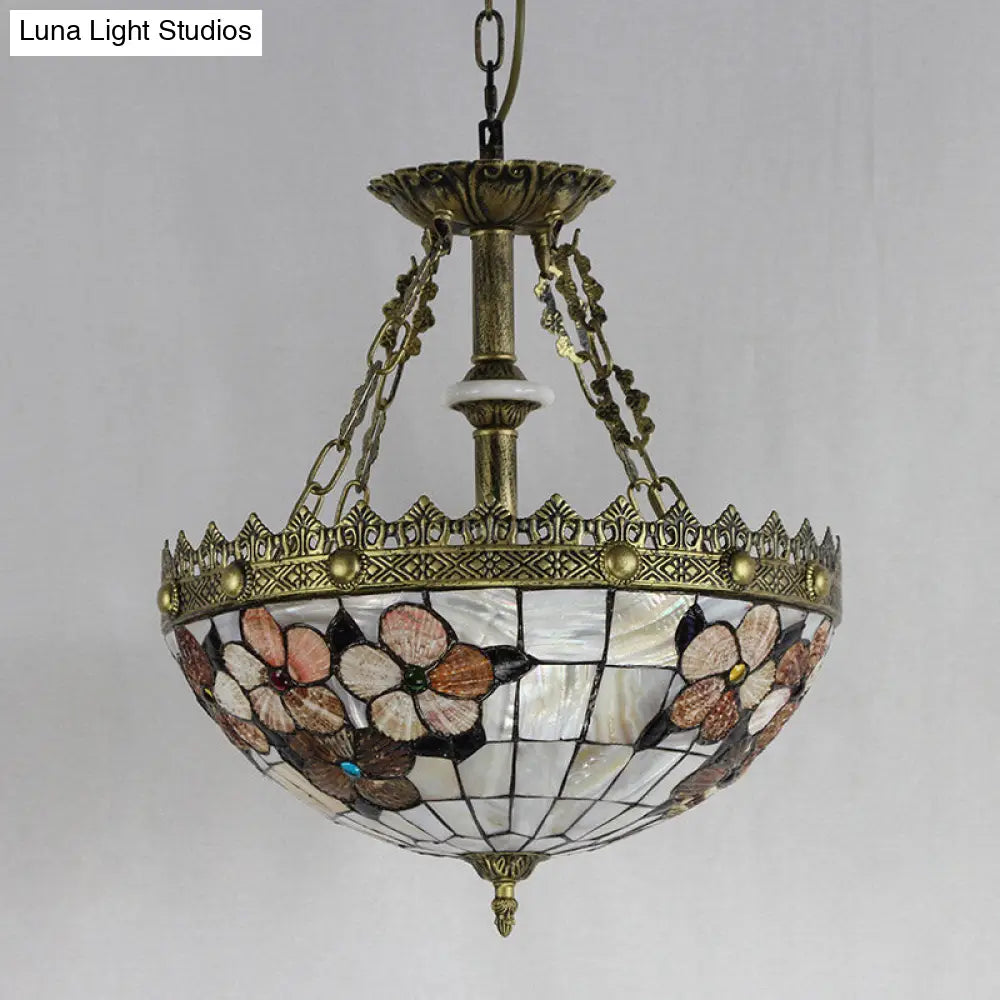 White/Blue 3-Light Tiffany Glass Pendant Chandelier for Bedroom – 12"/16" Width