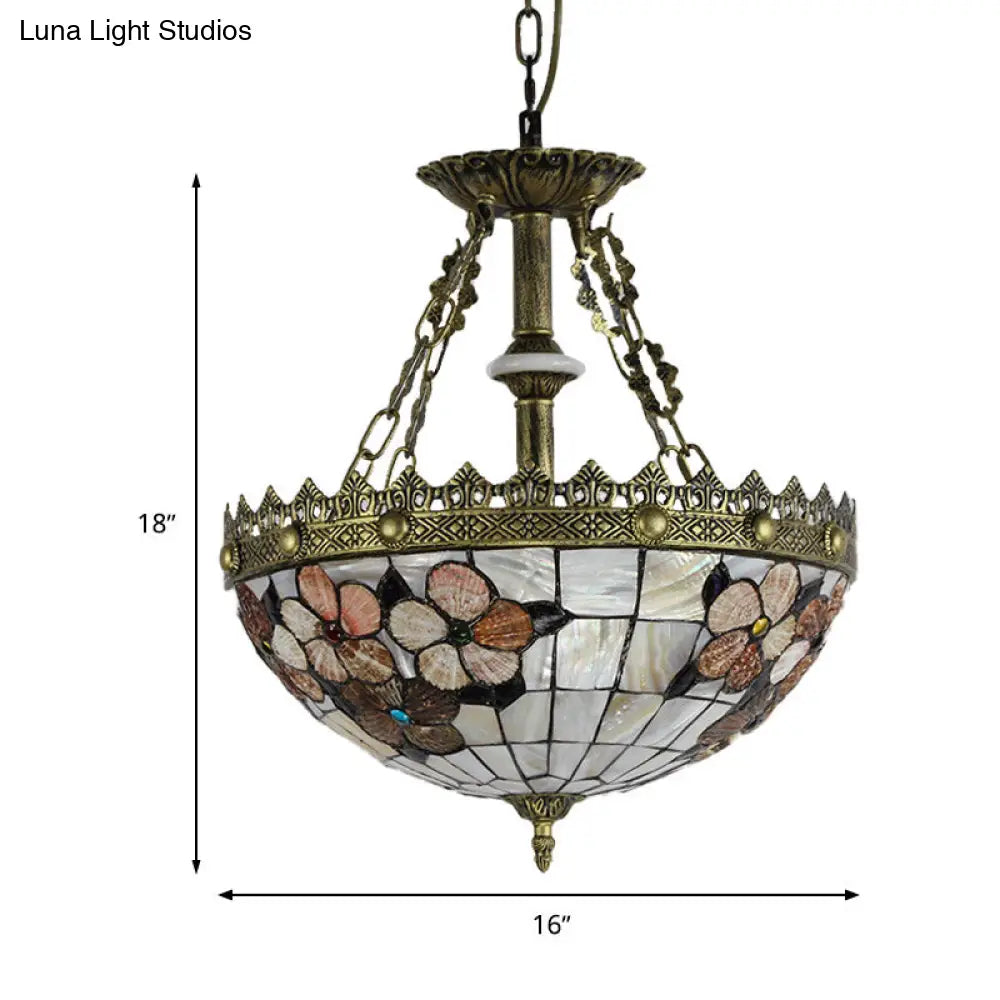 White/Blue 3-Light Tiffany Glass Pendant Chandelier for Bedroom – 12"/16" Width